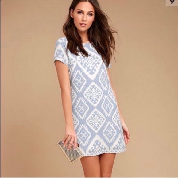 Lulus Dresses & Skirts - Lulus small Ikat Shift Dress Blue Give Me Print